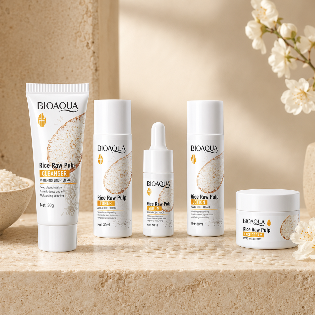 BIOAQUA Rice Raw Pulp 5-Piece Skincare Set